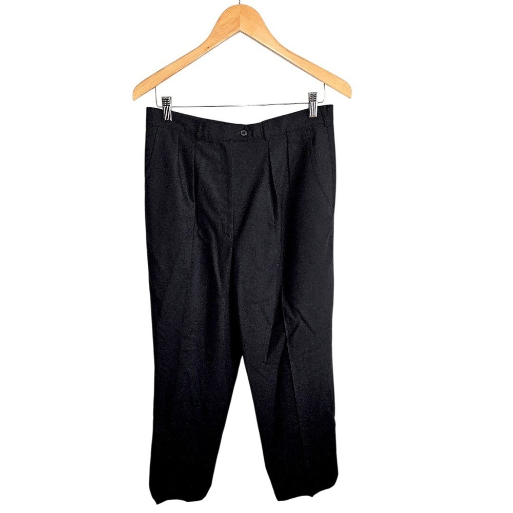 Giorgio Sant Angelo Women's Pleated Black Merino Lined Wool Pants Sz 14 Vintage - Picture 5 of 9